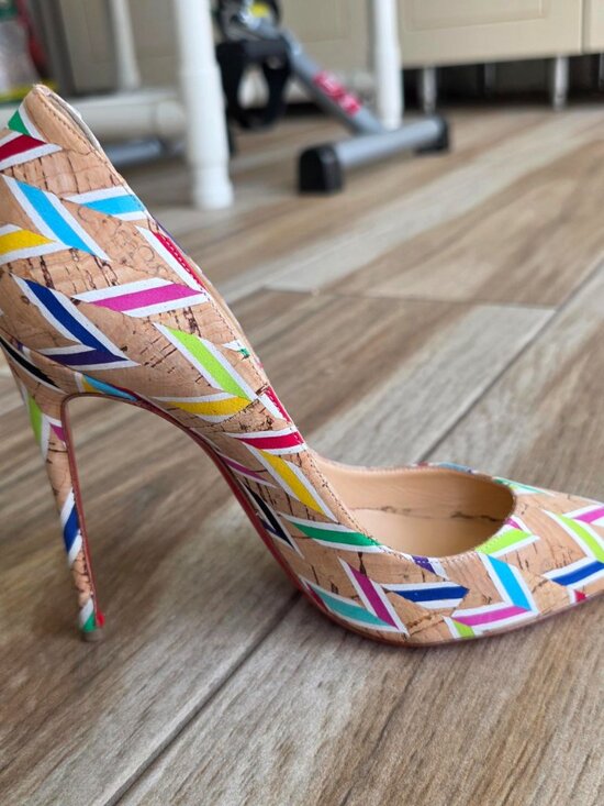 Christian Louboutin So-Kate 120 Cork Chevron Shoe Eur. 37.5 main image 9